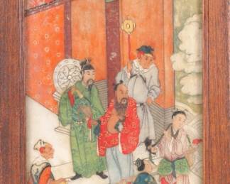 Q'ing Dynasty Chinese paintings on marble tiles wall plaque (double sided) 1/2