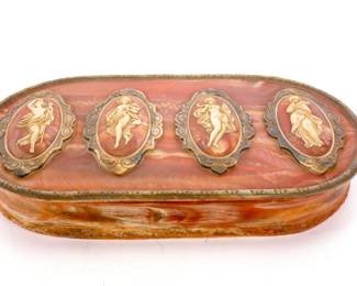 HUGE Incolay stone Greek Muses jewelry box