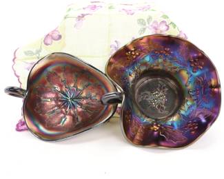 Carnival glass blackberry nappy dishes