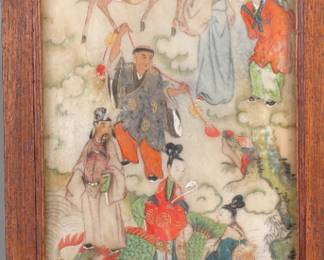 Q'ing Dynasty Chinese paintings on marble tiles wall plaque (double sided) 2/2