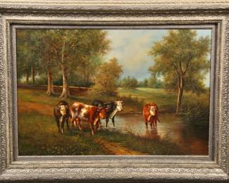 Edwin Masters oil/canvas painting cows