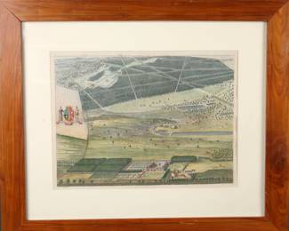 Johannes Kip 18th century color engraving Map of Nottinghamshire, England 2/2