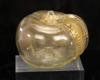 Barbini Somoso Murano Glass Apple- Uranium Glass