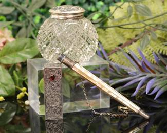 Antique sterling and cut glass group