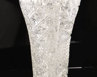 Large American Brilliant cut glass vase - signed
