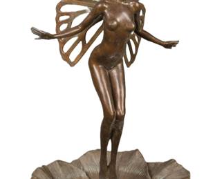 Life-Sized Bronze Fairy sculpture/ bird bath fountain