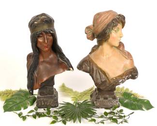 Art Nouveau plaster busts