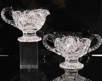 Antique cut glass cream/ sugar