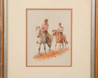 Bill Bender gouache & watercolor painting "Cowboys"
