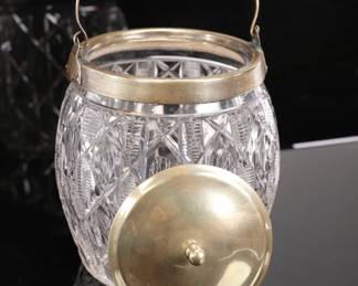 Antique cut glass biscuit jar