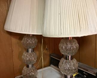 Pair of vintage bubble glass lamps