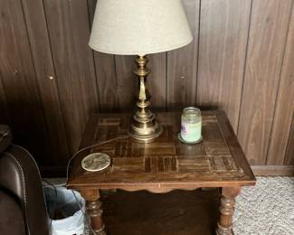 Oak end table, one of a pair