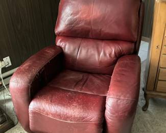 Red leather power recliner