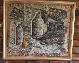 Mid century still life oil painting, signed Loren