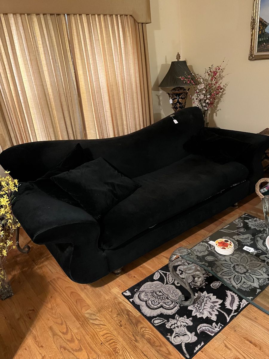 Black oversized suede couch