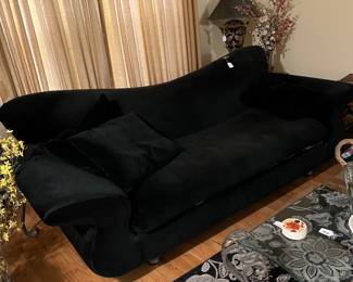 Black oversized suede couch