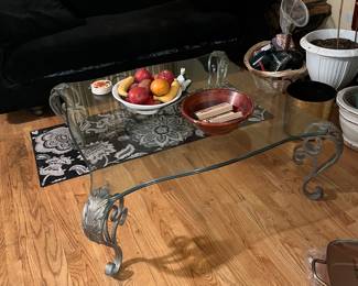 Vintage glass iron tables