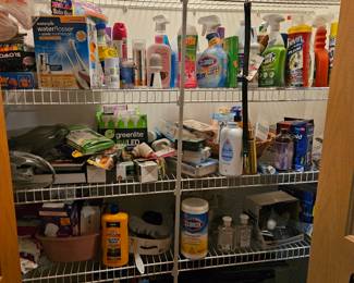Two closets full of cleaning supplies one dollar a bottle