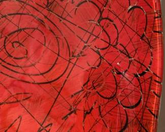 Signed Large Red Whimsical Naharlya Glass