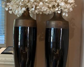 Two Large Black Decorator Pots Z Galleries