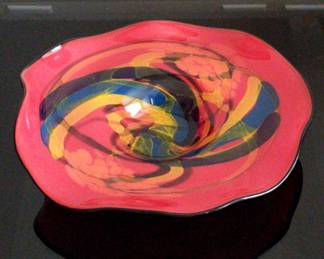 Interesting Hand Blown Shallow Bowl