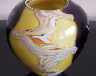 Beautiful Yellow Black Blown Vase