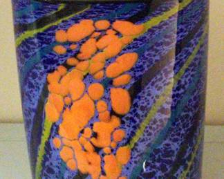 Beautiful Blue Orange Blown Glass Vase