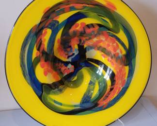 Beautiful Original Glass Platter Signed by Artist