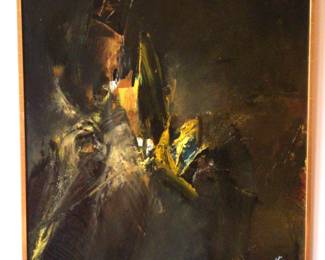 Abstract Gold Black Painting  Signed