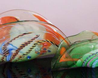 Green Orange Blown Glass Companions