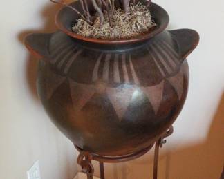 Native American Pot on Metal Stand