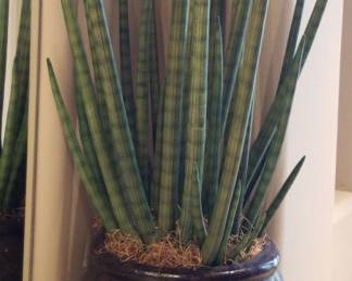 Silk Succulent in Heavy Rustic Brown Pot