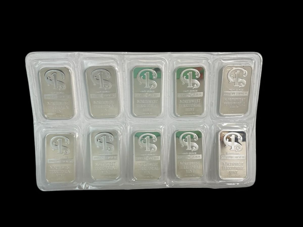 TN37 Ten Sealed NW Territorial 1 Troy Ounce Silver Bars