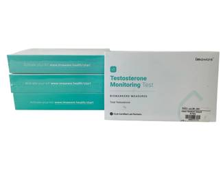 TEWA807 Imaware Testosterone Testing Kits Four imaware total testosterone measuring home kits. Two of the kits are specifically labeled as no flavor above the shrink wrap, two lack that label but otherwise appear identical.
