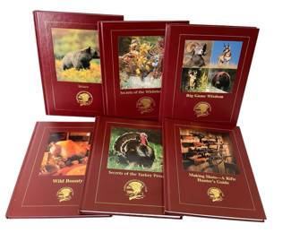 TEWA805 Hunting Club Guide Books Six guidebooks from the North American hunting club: Wild Bounty, Secrets of the Turkey Pros, Making Shots--A Rifle Hunter's guide, Bears, Secrets of the Whitetail Pros, and Big Game Wisdom.
