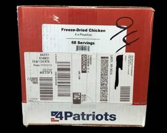 TEWA209 4Patriots Survival Food Chicken Sealed in box 4 pouches of Freeze Dried Chicken.
