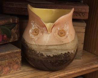 Large Art Glass Owl Vase