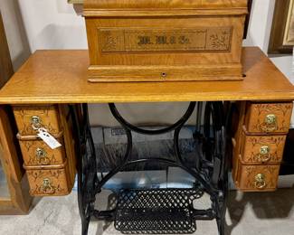 Montgomery Ward Sewing Machine in Cabinet w/Hood