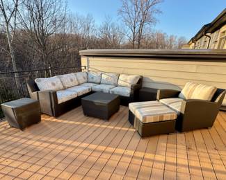 Brown Jordan Sectional Sofa, pair of Side Tables, Coffee Table and Chair with Ottoman