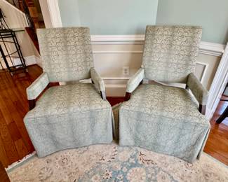 PAIR of Lee Industries skirted sled chairs from Alyson Jon Interiors