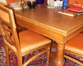 old Austrian extending dining table, H: 31" ; top 46" x 41",extended 88" 