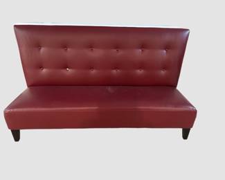 Red leather dining bench