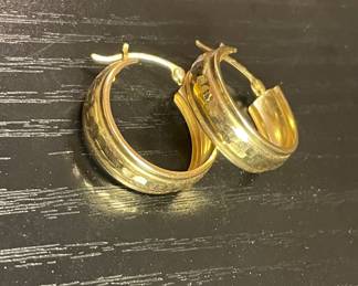 14k gold hammered hoops 