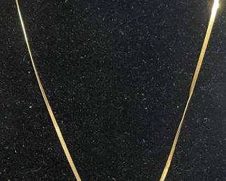 14k gold flat chain and diamond solitaire pendant 