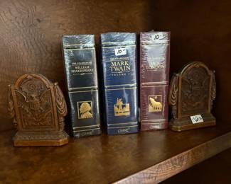 . . . leather bound classics and set of bookends