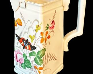 Antique Handpainted Square Pitcher 