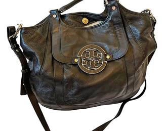 Tory Burch Amanda Hobo Black Leather Bag 