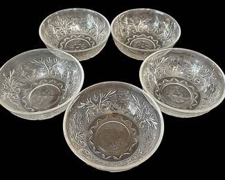 Vintage Sandwich Glass Dessert Bowls 