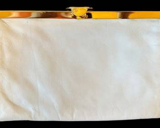 Vintage Etra White Leather Clutch 