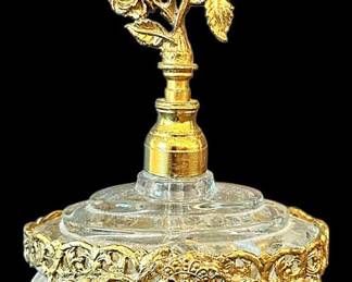 Vintage Bronze Rose Perfume Bottle 